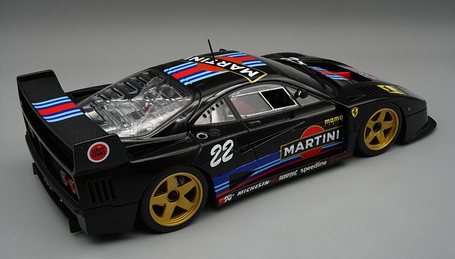 TECNOMODEL - 1/18 - FERRARI - F40 LM MARTINI RACING N 22 RACING 1996 - GOLD WHEELS - BLACK