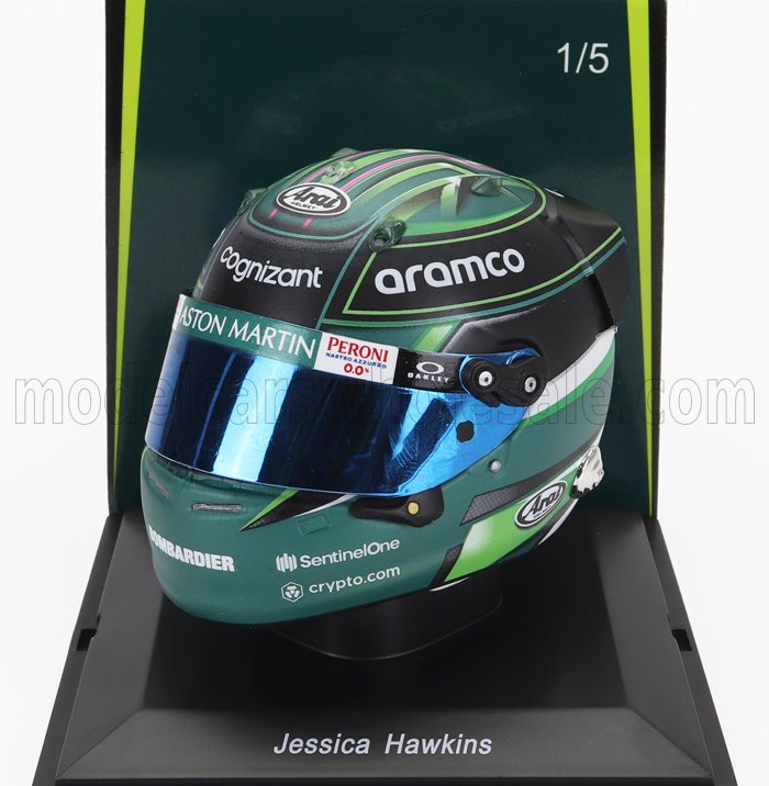 SPARK-MODEL - BELL HELMET - F1 CASCO HELMET ASTON MARTIN AMR23 TEAM ARAMCO COGNIZANT N 0 F1 TEST 2023 JESSICA HAWKINS