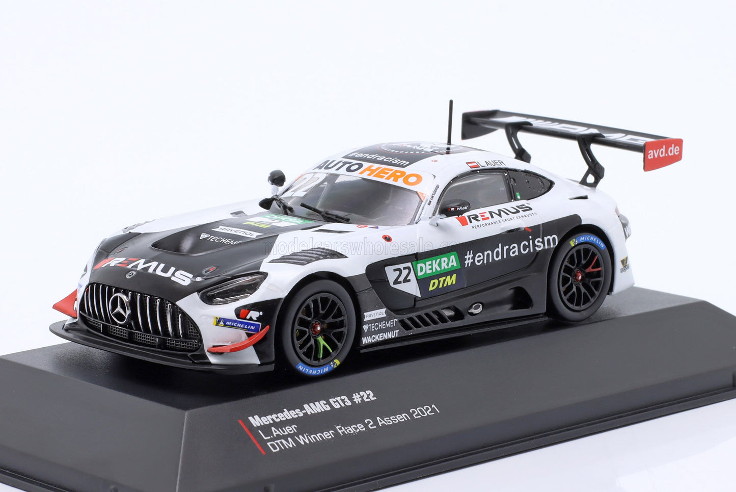 IXO-MODELS - 1/43 - MERCEDES BENZ - AMG GT3 EVO TEAM WINWARD N 22 WINNER RACE 2 ASSEN DTM 2021 L.AUER - WHITE BLACK