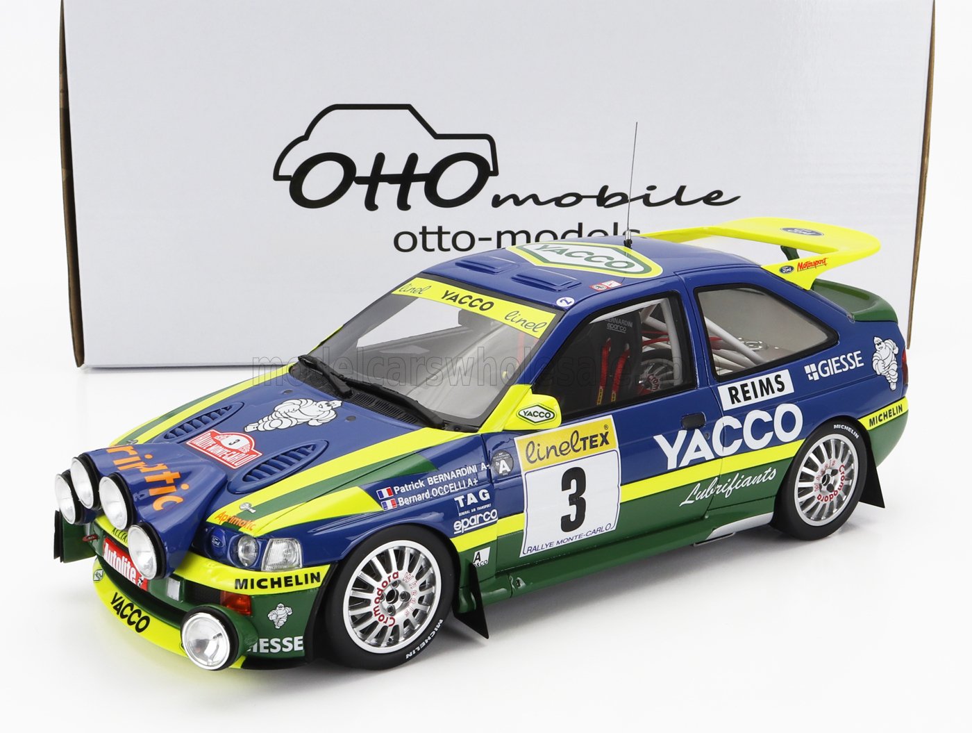 OTTO-MOBILE - FORD ENGLAND - ESCORT RS COSWORTH TEAM ALLIANCE YACCO (night version) N 3 WINNER RALLY MONTECARLO 1996 P.BERNARDINI - B.OCCELLI