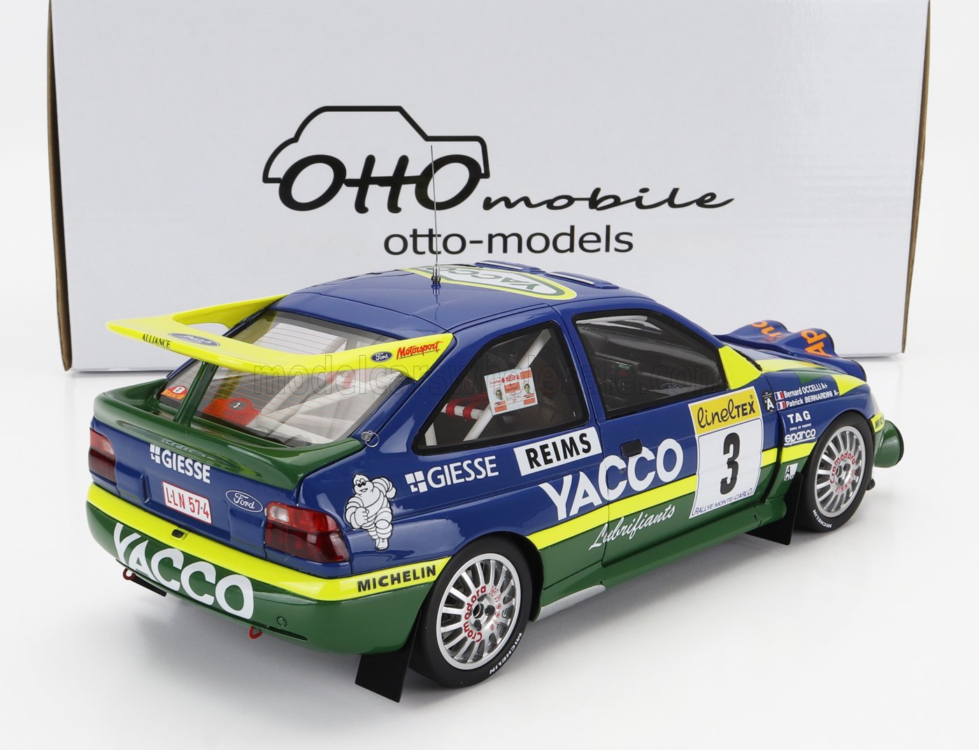 OTTO-MOBILE - FORD ENGLAND - ESCORT RS COSWORTH TEAM ALLIANCE YACCO (night version) N 3 WINNER RALLY MONTECARLO 1996 P.BERNARDINI - B.OCCELLI