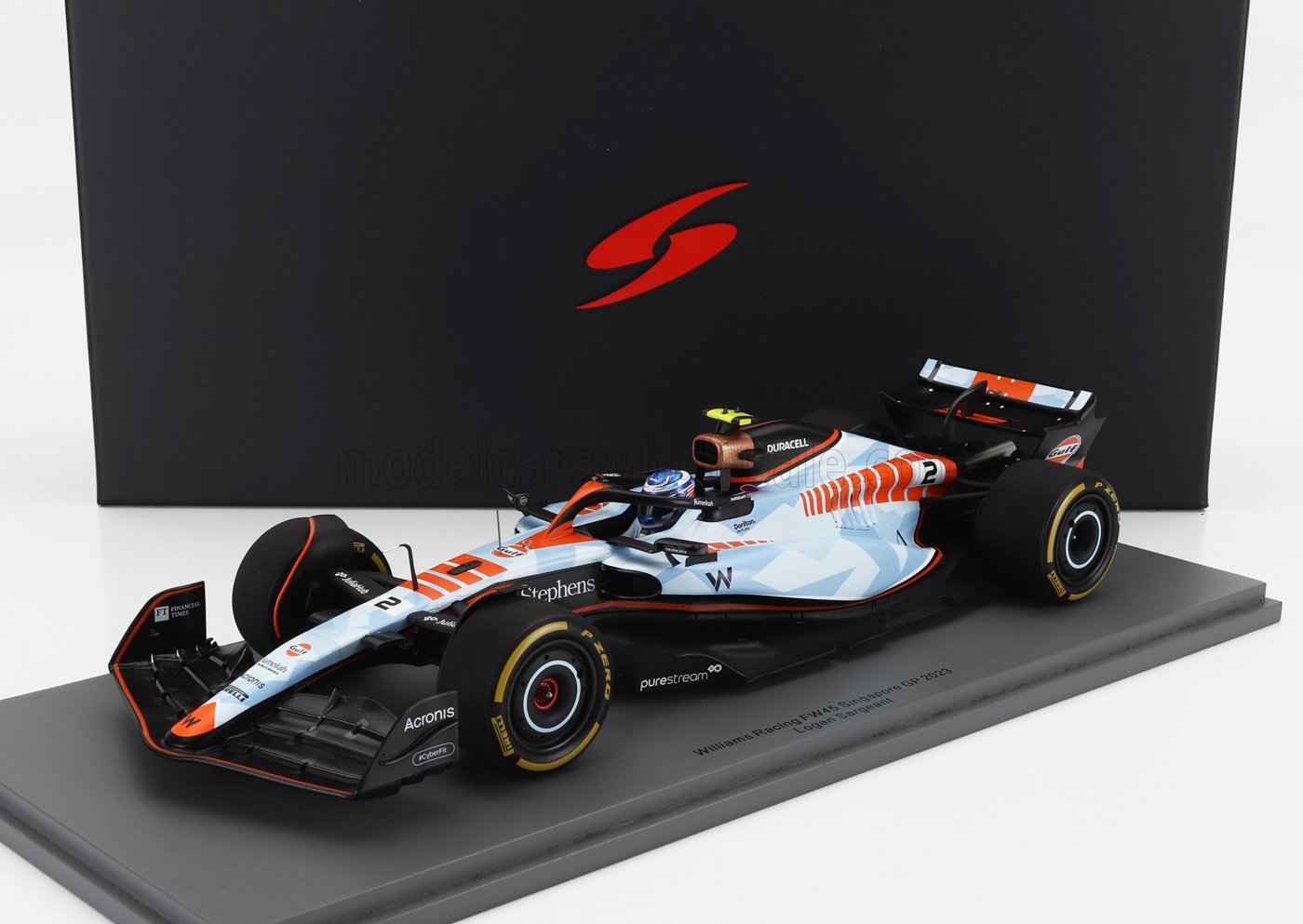 SPARK-MODEL - 1/18 - WILLIAMS - F1 FW45 TEAM WILLIAMS RACING GULF N 2 SINGAPORE GP 2023 LOGAN SARGEANT - LIGHT BLUE