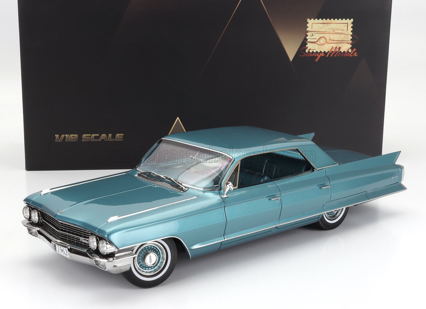 STAMP-MODELS - 1/18 - CADILLAC - SEDAN DE VILLE 1962 - SAN REMO TURQUOISE GREEN MET