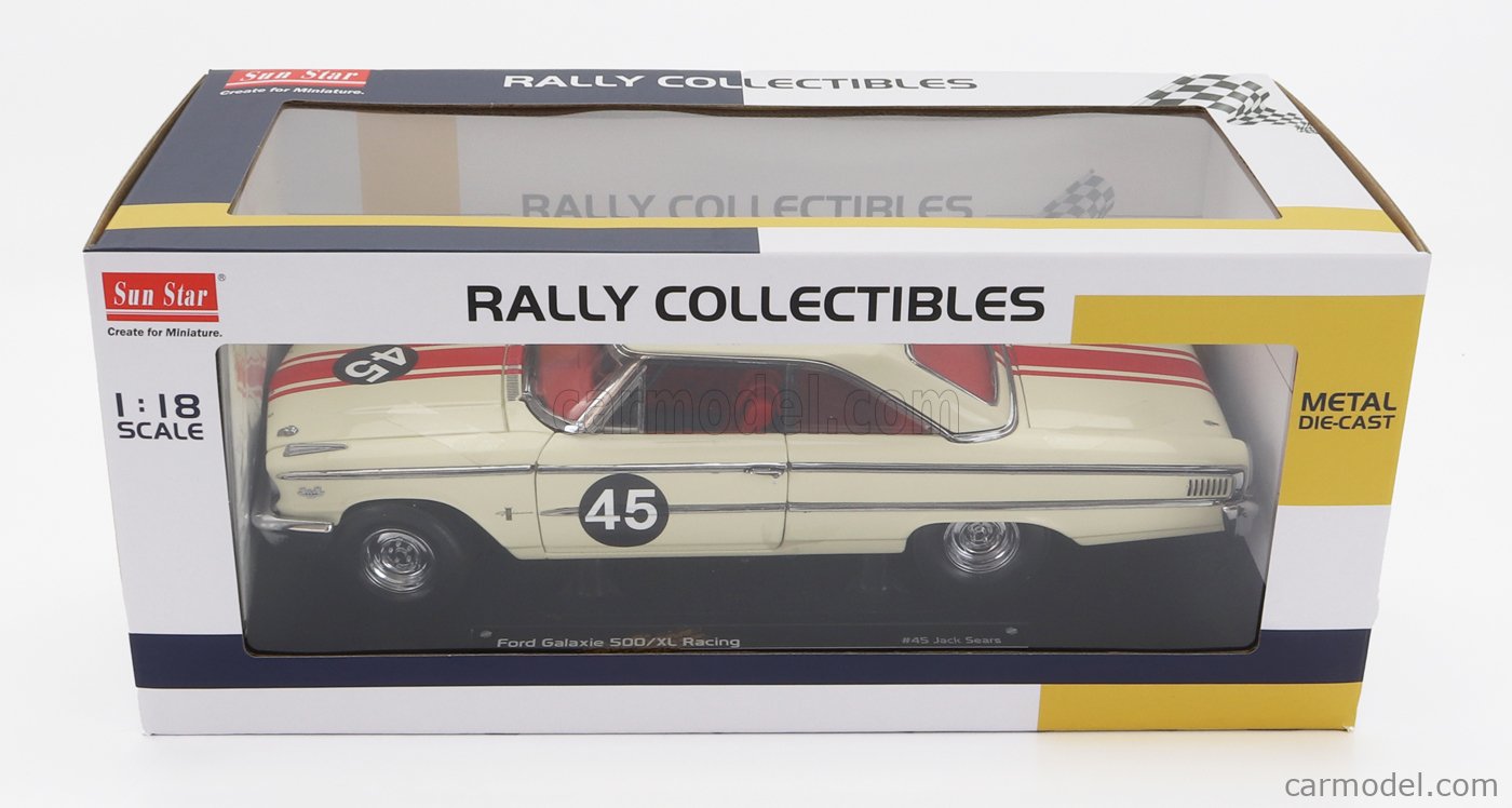 SUN-STAR - 1/18 - FORD USA - GALAXIE 500XL N 45 RACING 1964 J.SEARS - WINNER BRITISH SALOON CAR CHAMPIONSHIP - CREAM RED