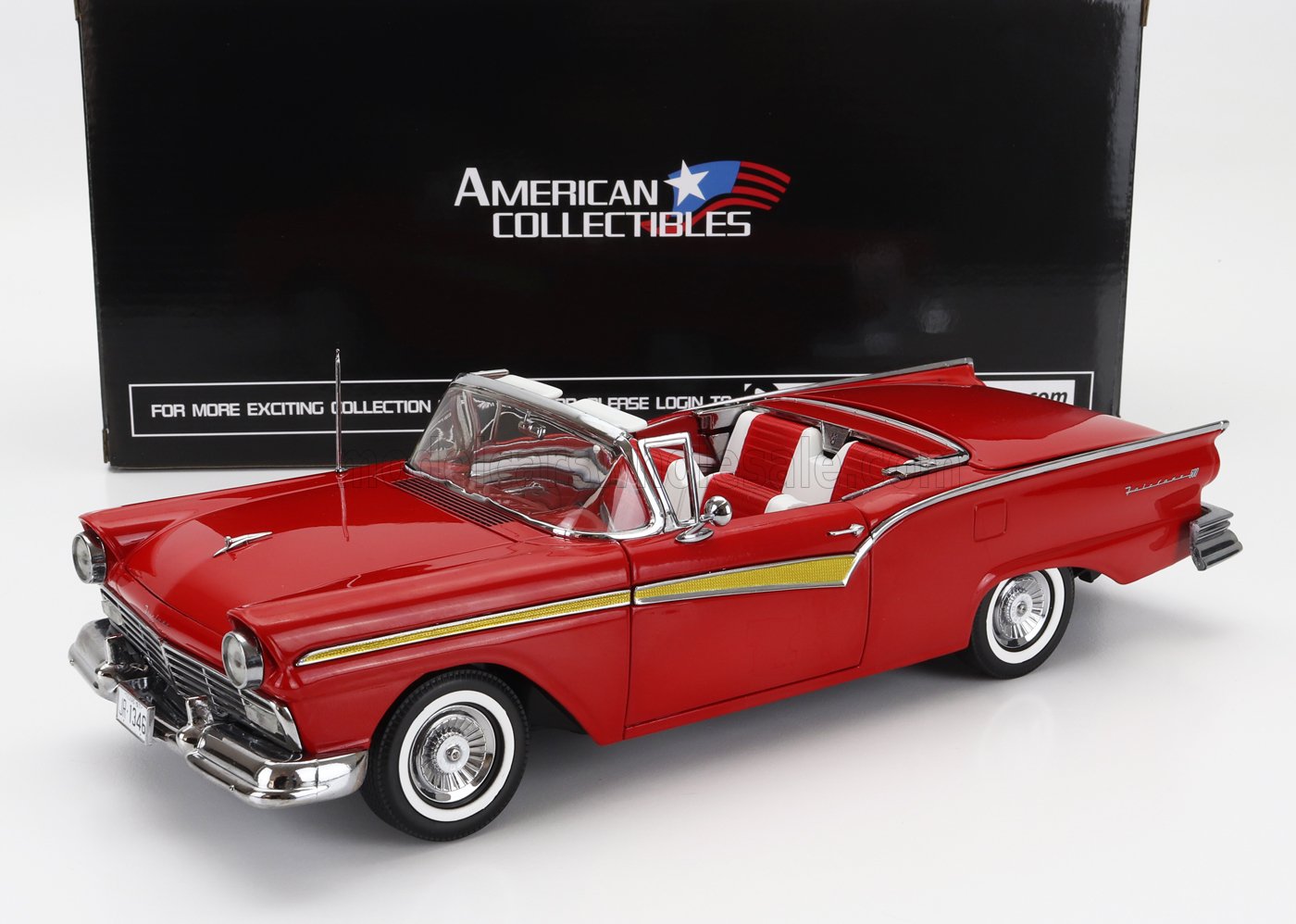 SUN-STAR - 1/18 - FORD USA - FAIRLANE 500 SKYLINER CABRIOLET OPEN 1957 - FLAME RED