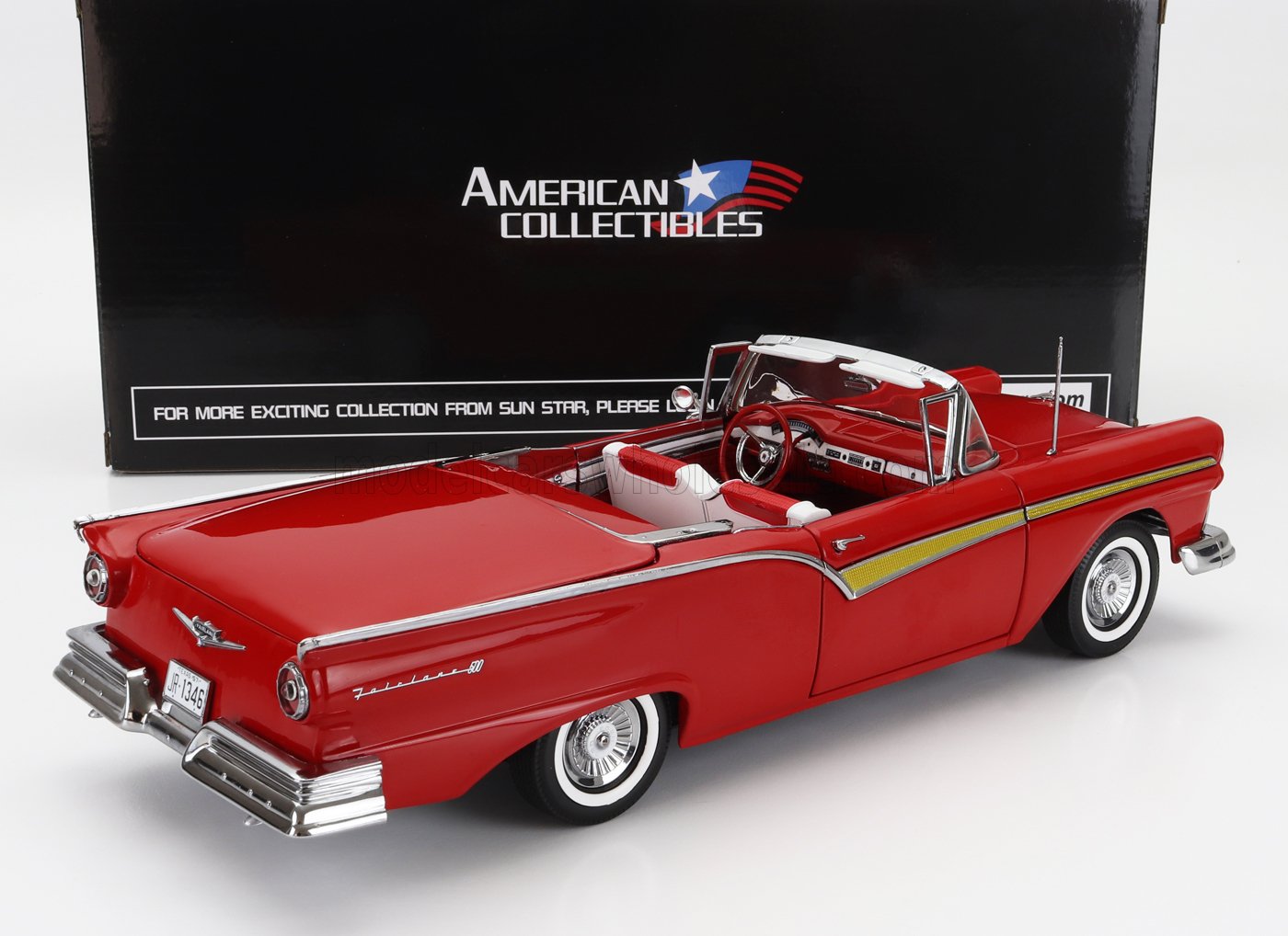 SUN-STAR - 1/18 - FORD USA - FAIRLANE 500 SKYLINER CABRIOLET OPEN 1957 - FLAME RED