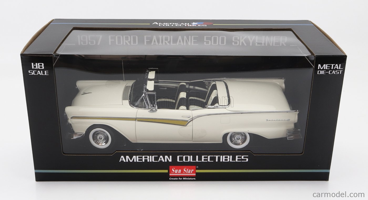 SUN-STAR - 1/18 - FORD USA - FAIRLANE 500 SKYLINER CABRIOLET OPEN 1957 - COLONIAL WHITE