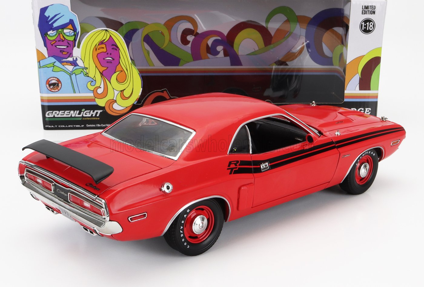 GREENLIGHT - 1/18 - DODGE - CHALLENGER R/T COUPE 1971 - RED