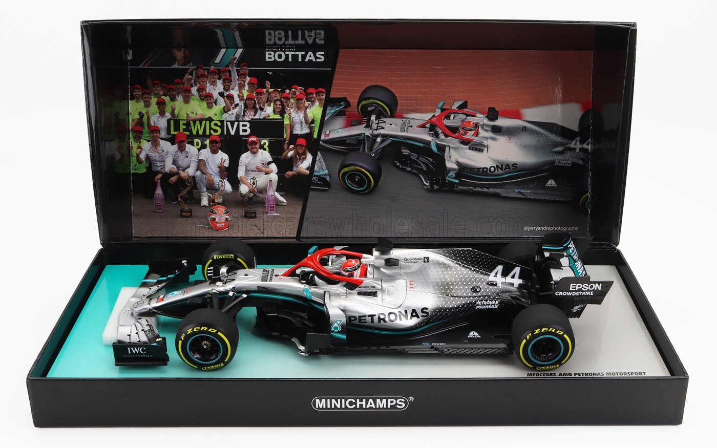 MINICHAMPS - 1/18 - MERCEDES GP - F1 W10 EQ POWER+ TEAM AMG PETRONAS MOTORSPORT N 44 WORLD CHAMPION WINNER MONACO GP 2019 LEWIS HAMILTON - SILVER BLACK