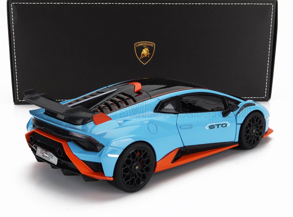 RASTAR - 1/18 - LAMBORGHINI - HURACAN STO LP640-2 2021 - LIGHT BLUE ORANGE