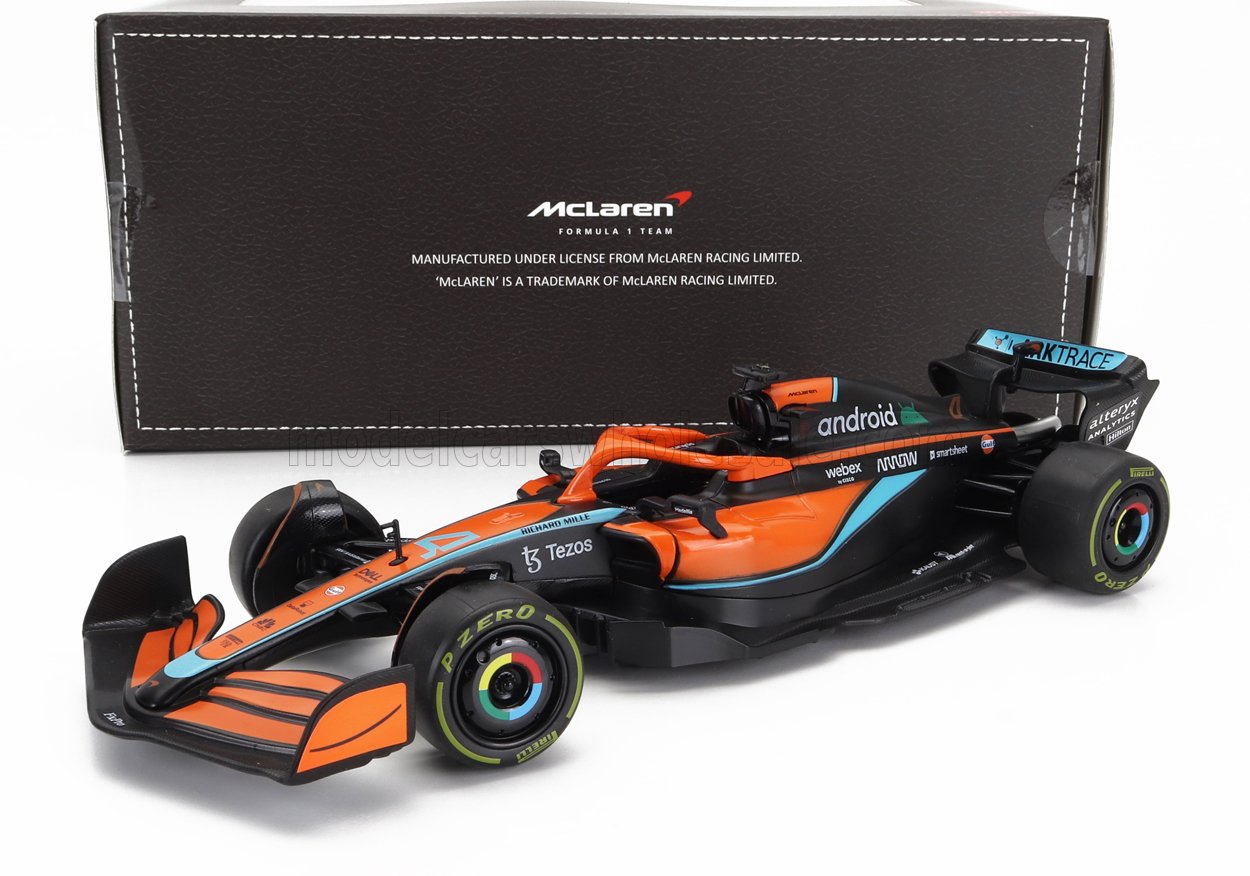 RASTAR - 1/24 - McLAREN - F1 MCL36 MERCEDES TEAM MCLAREN N 4 3rd EMILIA ROMAGNA ITALY 2022 LANDO NORRIS - ORANGE LIGHT BLUE