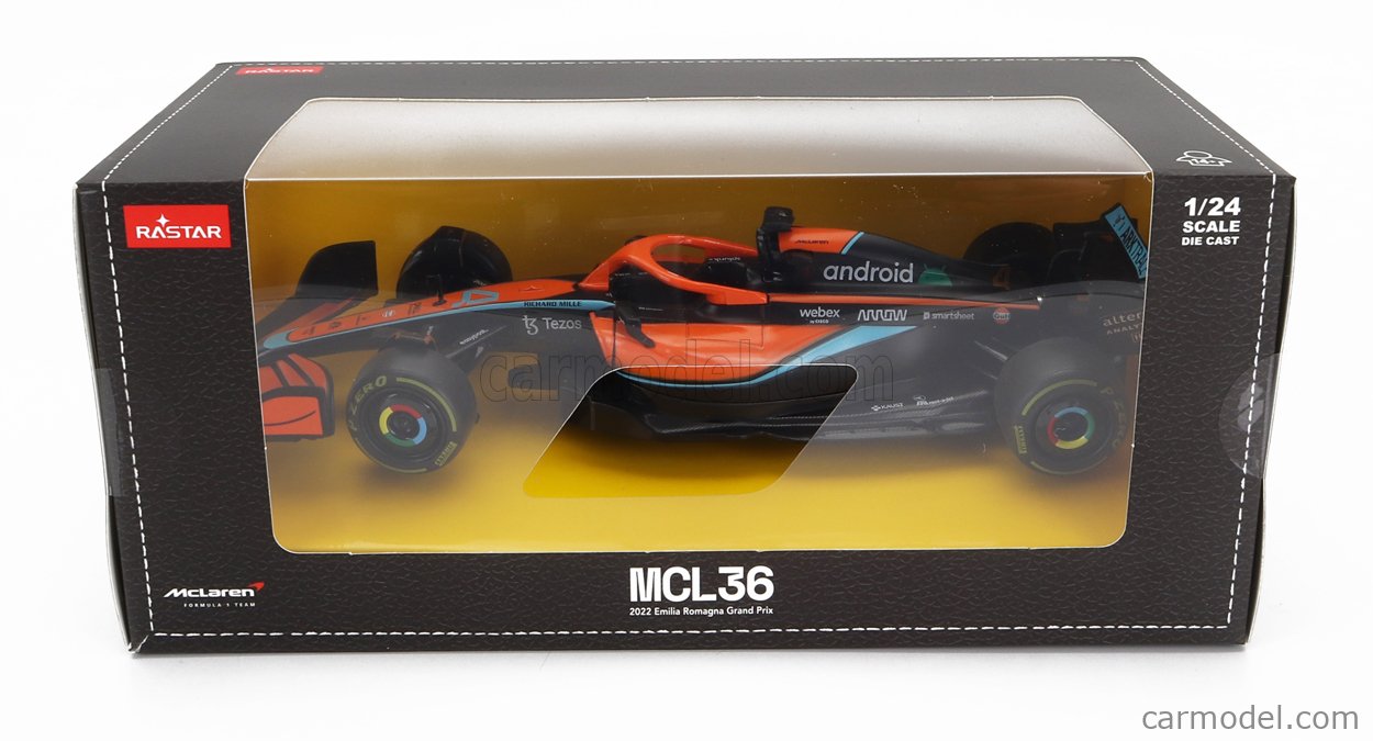 RASTAR - 1/24 - McLAREN - F1 MCL36 MERCEDES TEAM MCLAREN N 4 3rd EMILIA ROMAGNA ITALY 2022 LANDO NORRIS - ORANGE LIGHT BLUE