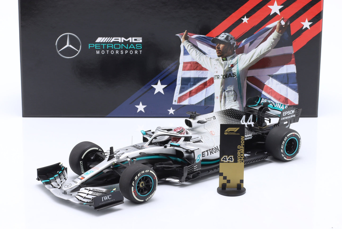 MINICHAMPS - MERCEDES GP - F1 W10 EQ POWER+ TEAM AMG PETRONAS MOTORSPORT N 44 WORLD CHAMPION USA GP 2019 LEWIS HAMILTON