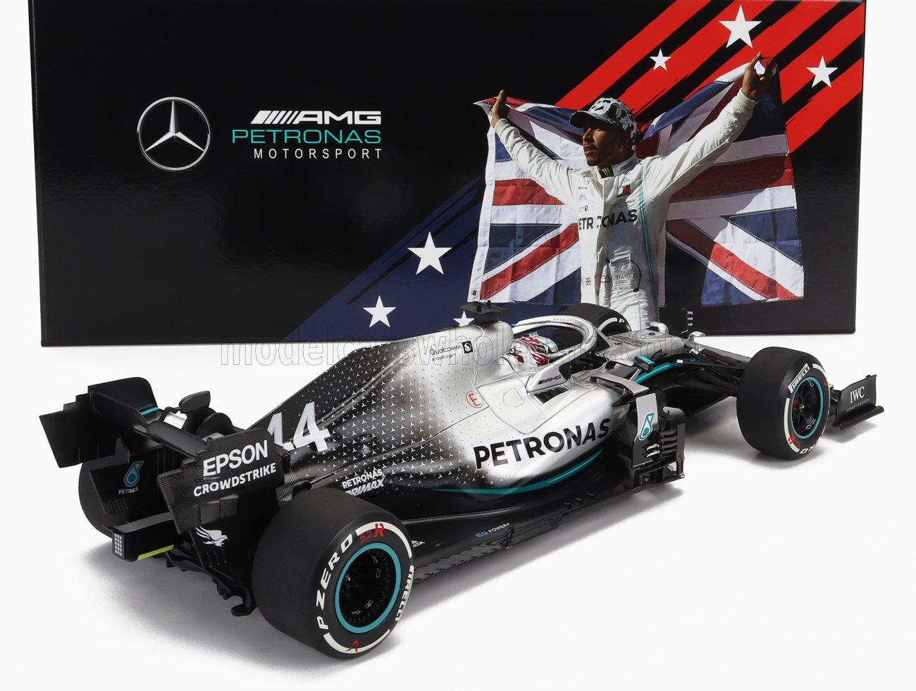 MINICHAMPS - 1/18 - MERCEDES GP - F1 W10 EQ POWER+ TEAM AMG PETRONAS MOTORSPORT N 44 WORLD CHAMPION USA GP 2019 LEWIS HAMILTON - SILVER BLACK