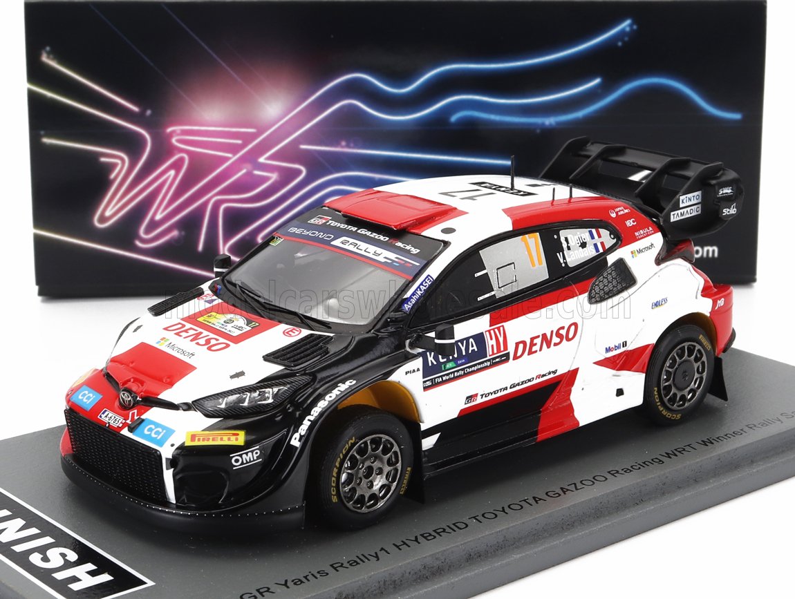 SPARK-MODEL - 1/43 - TOYOTA - YARIS GR HYBRID RALLY1 TEAM TOYOTA GAZOO RACING WRT N 17 WINNER RALLY SAFARI 2023 SEBASTIAN OGIER - VINCENT LANDAIS - WHITE RED BLACK