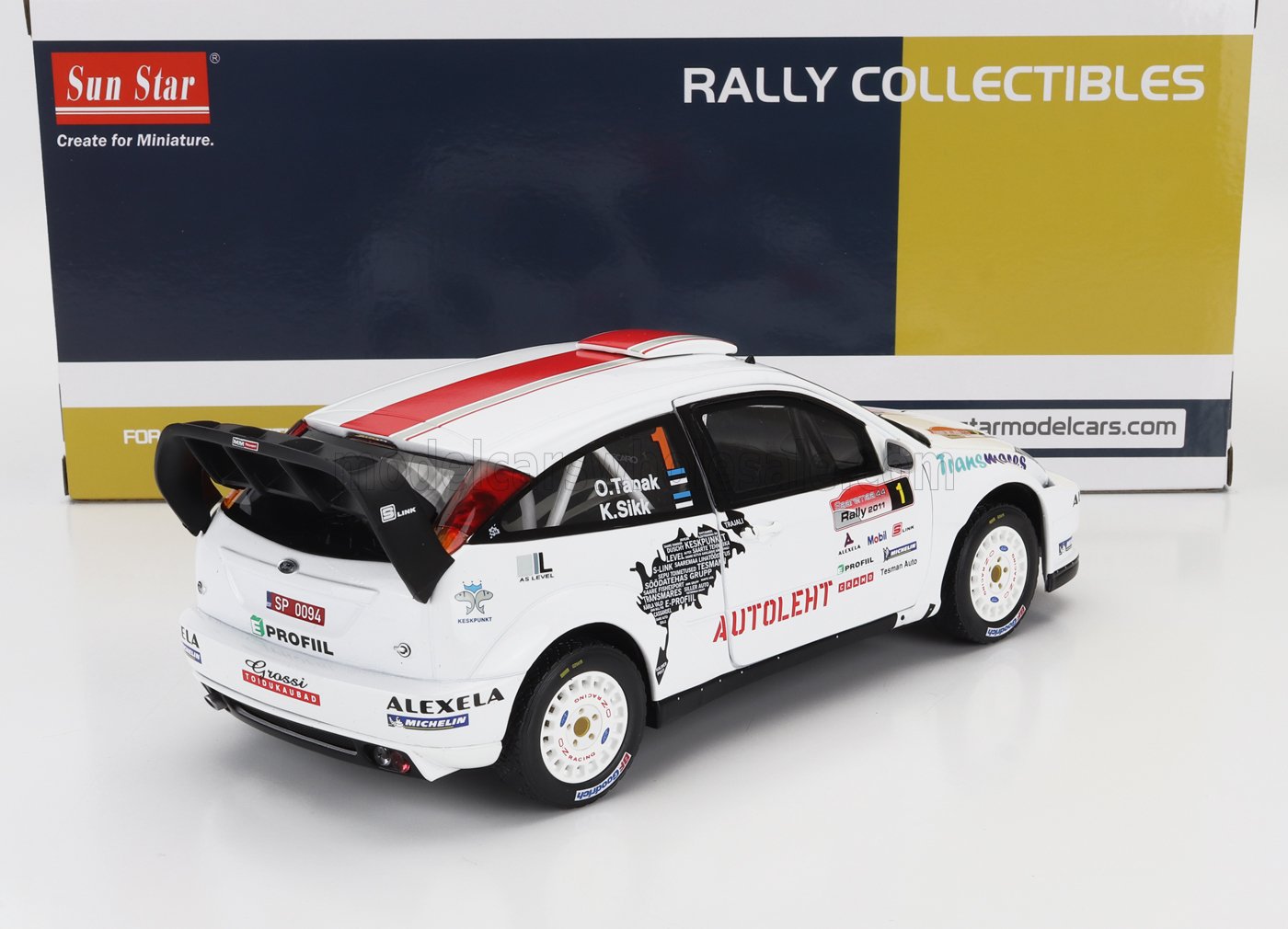 SUN-STAR - 1/18 - FORD ENGLAND - FOCUS RS WRC 03 N 1 WINNER RALLY SAAREMAA ESTONIA 2011 OTT TANAK - KULDAR SIKK - WHITE