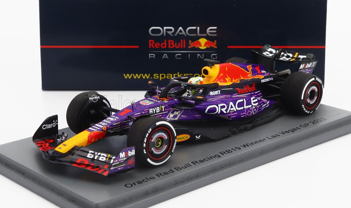 SPARK-MODEL - 1/43 - RED BULL - F1 RB19 TEAM ORACLE RED BULL RACING N 1 WORLD CHAMPION WINNER LAS VEGAS USA GP 2023 MAX VERSTAPPEN - PURPLE YELLOW RED