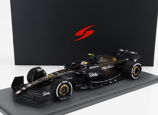 SPARK-MODEL - 1/18 - ALFA ROMEO - F1 C43 TEAM STAKE N 24 LAS VEGAS USA GP 2023 GUANYU ZHOU - BLACK BROWN