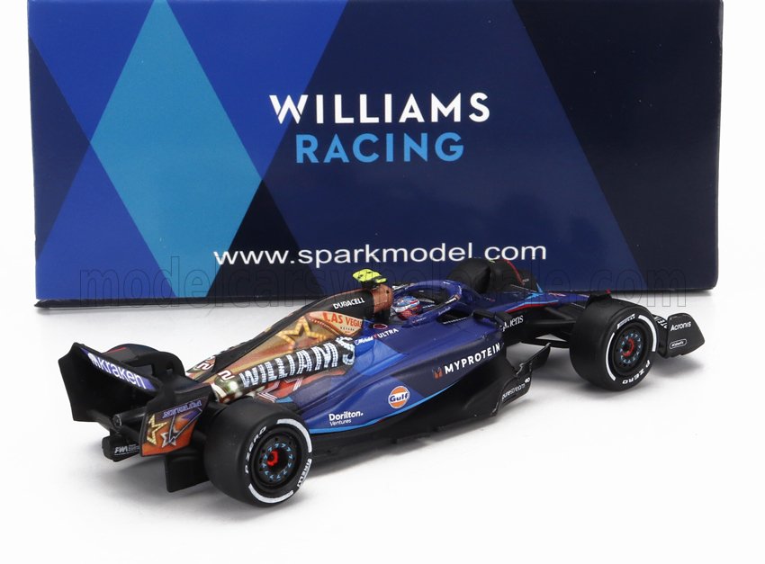 SPARK-MODEL - 1/64 - WILLIAMS - F1 FW45 TEAM WILLIAMS RACING GULF N 2 LAS VEGAS USA GP 2023 LOGAN SARGEANT - BLUE BLACK GOLD