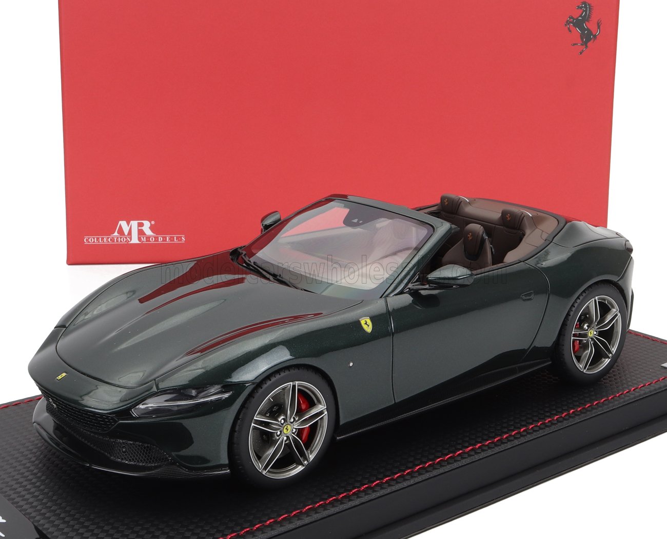 MR-MODELS - 1/18 - FERRARI - ROMA SPIDER OPEN 2020 - CON VETRINA - WITH SHOWCASE - VERDE ZELTWEG - GREEN MET