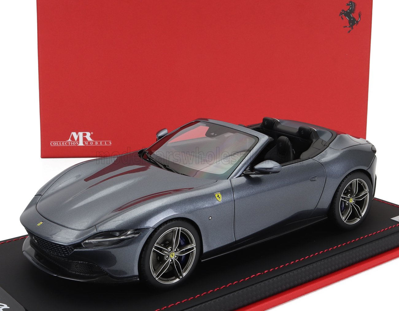 MR-MODELS - 1/18 - FERRARI - ROMA SPIDER OPEN 2020 - CON VETRINA - WITH SHOWCASE - BLU ROMA - BLUE GREY MET