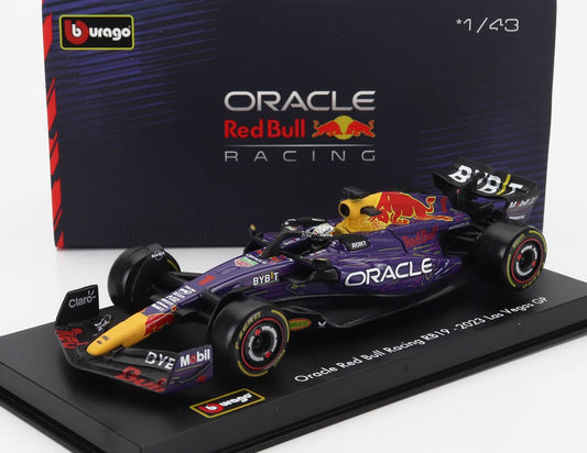 BURAGO - 1/43 - RED BULL - F1 RB19 TEAM ORACLE RED BULL RACING N 1 WORLD CHAMPION WINNER LAS VEGAS USA GP 2023 MAX VERSTAPPEN - WITH PILOT AND SHOWCASE - BLUE YELLOW RED 1/43