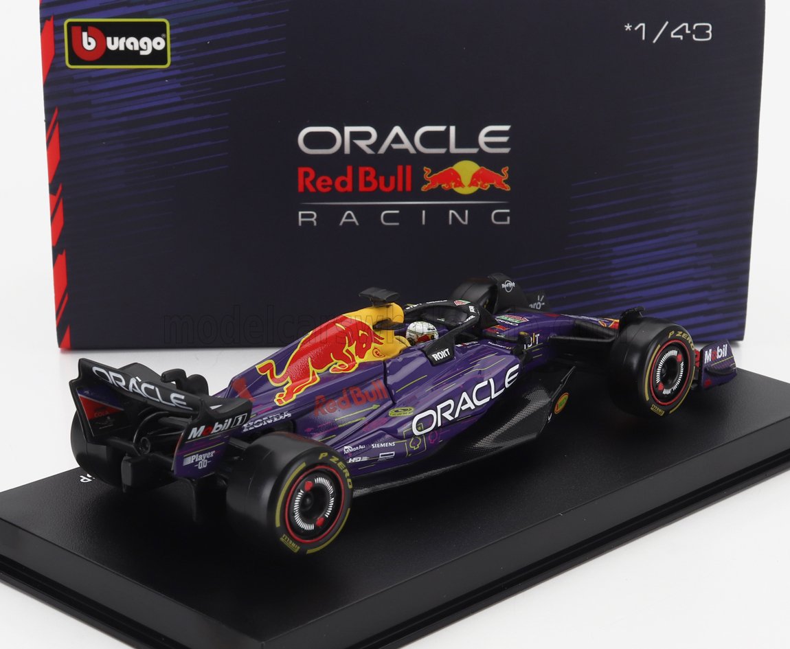 BURAGO - 1/43 - RED BULL - F1 RB19 TEAM ORACLE RED BULL RACING N 1 WORLD CHAMPION WINNER LAS VEGAS USA GP 2023 MAX VERSTAPPEN - WITH PILOT AND SHOWCASE - BLUE YELLOW RED 1/43