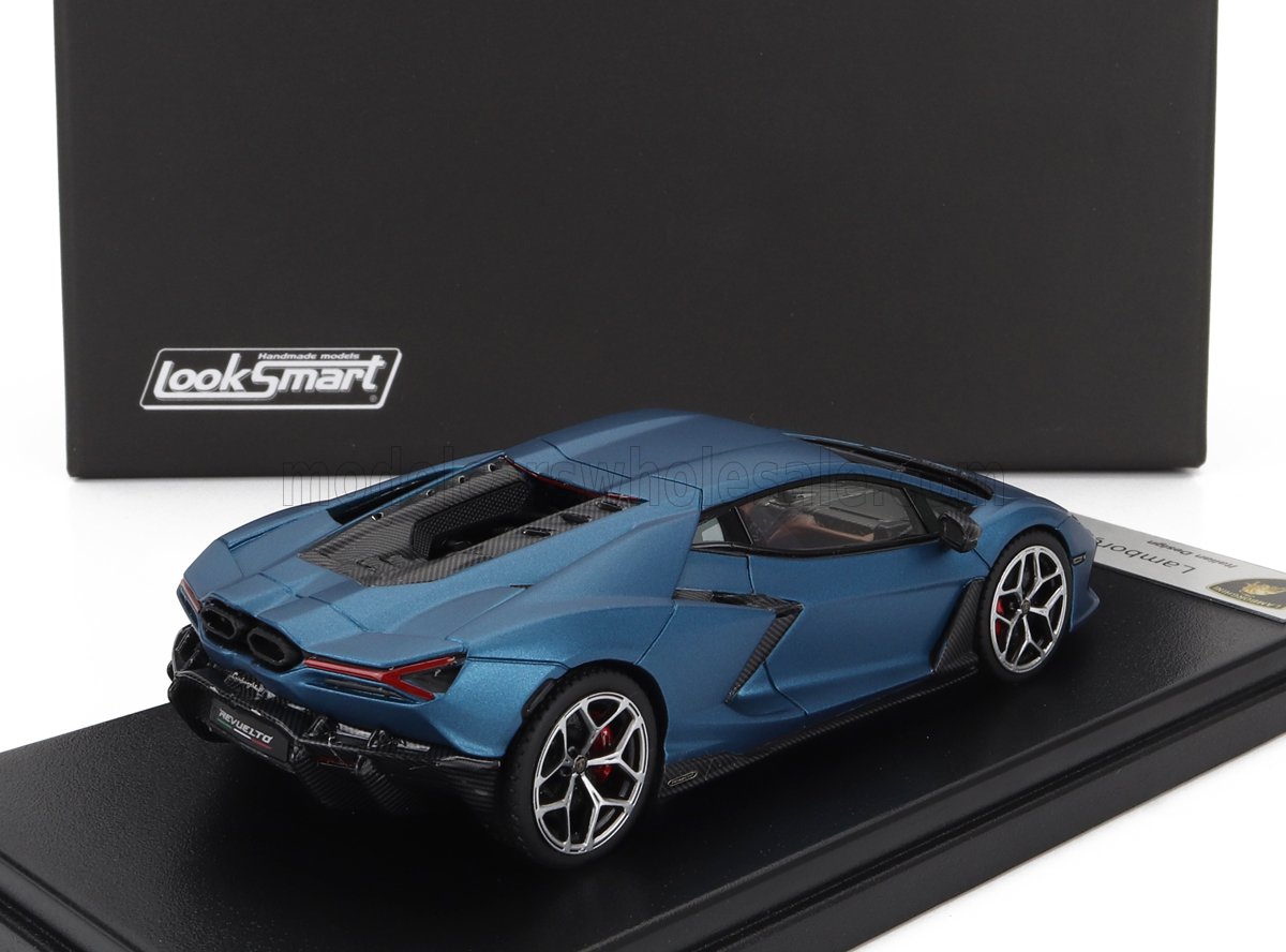 LOOKSMART - 1/43 - LAMBORGHINI - REVUELTO HYBRID 2023 - THE FIRST HPEV HIGH PERFORMANCE ELECTRIFIED VEHICLE - BLU MEHIT - MATT BLUE