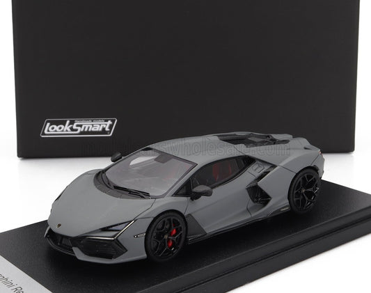 LOOKSMART - 1/43 - LAMBORGHINI - REVUELTO HYBRID 2023 - THE FIRST HPEV HIGH PERFORMANCE ELECTRIFIED VEHICLE - GRIGIO ACHESO - MATT GREY