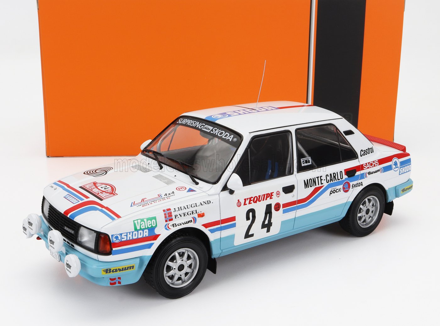 IXO-MODELS - SKODA - 130L (night version) N 24 RALLY MONTECARLO 1987 John HAUGLAND - PETTER VEGEL