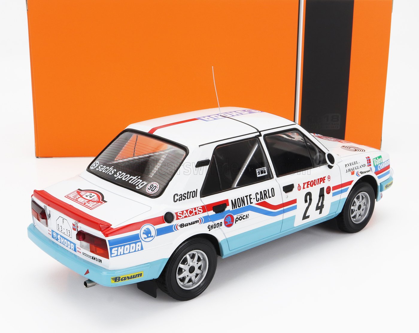 IXO-MODELS - SKODA - 130L (night version) N 24 RALLY MONTECARLO 1987 John HAUGLAND - PETTER VEGEL