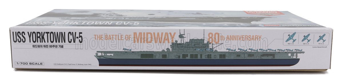 ACADEMY - SHIP - USS YORKTOWN CV-5 BOAT PORTAEREI AIRCRAFT CARRIER THE BATTLE OF MIDWAY 1942