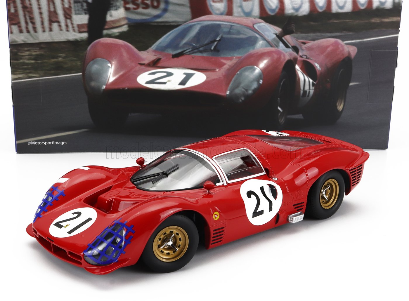 WERK83 - 1/18 - FERRARI - 330 P3 4.0L V12 COUPE TEAM FERRARI SEFAC N 21 24h LE MANS 1966 LORENZO BANDINI - JEAN GUICHET - RED