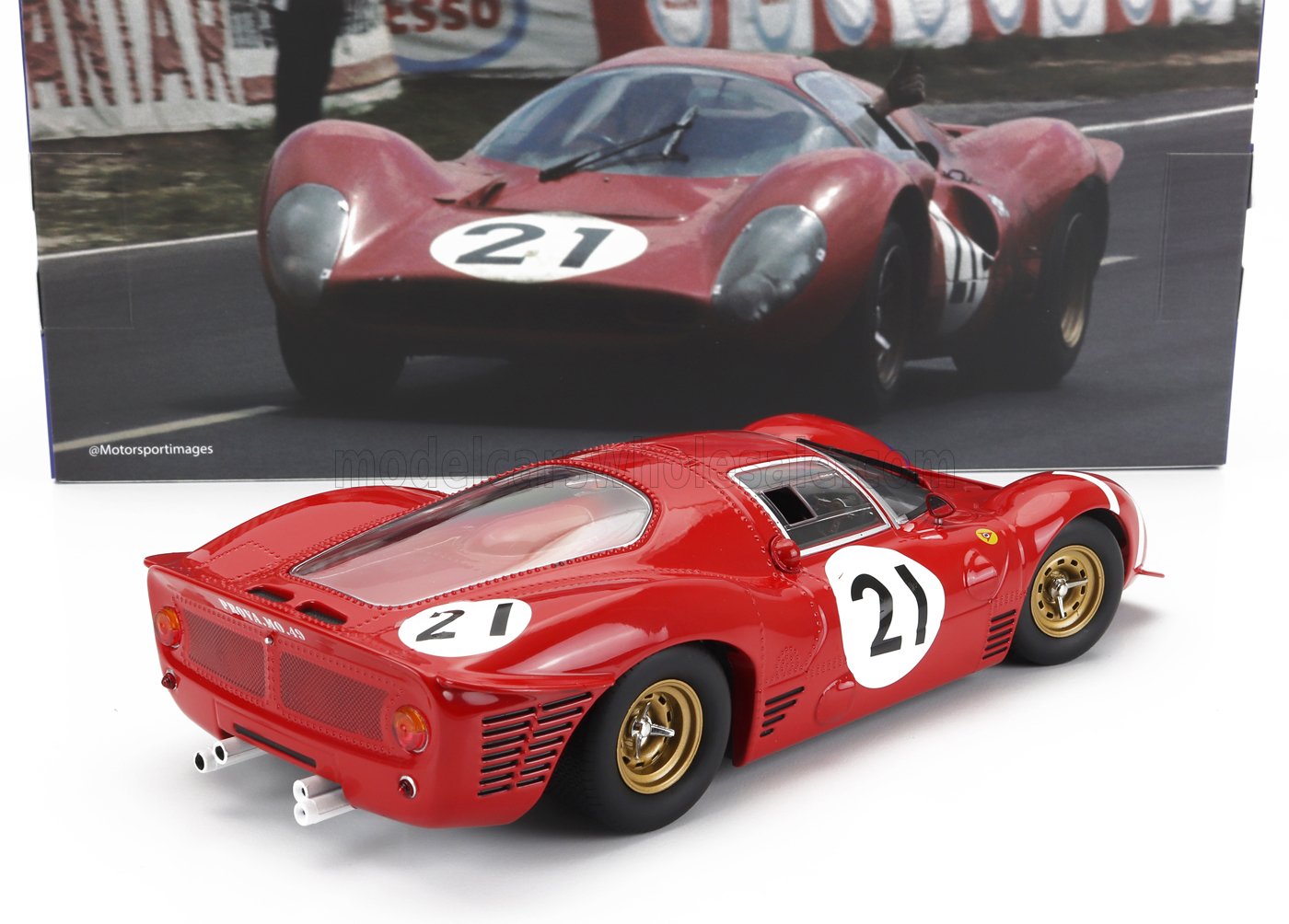 WERK83 - 1/18 - FERRARI - 330 P3 4.0L V12 COUPE TEAM FERRARI SEFAC N 21 24h LE MANS 1966 LORENZO BANDINI - JEAN GUICHET - RED