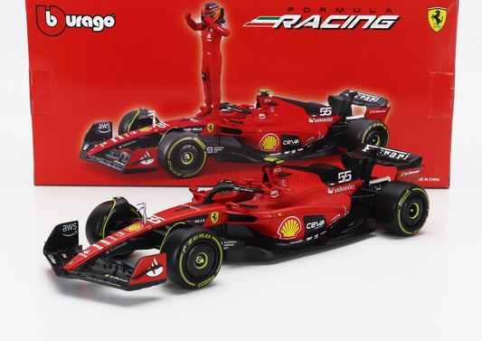 BURAGO - 1/24 - FERRARI - F1 SF-23 TEAM SCUDERIA FERRARI N 55 SEASON 2023 CARLOS SAINZ - RED BLACK