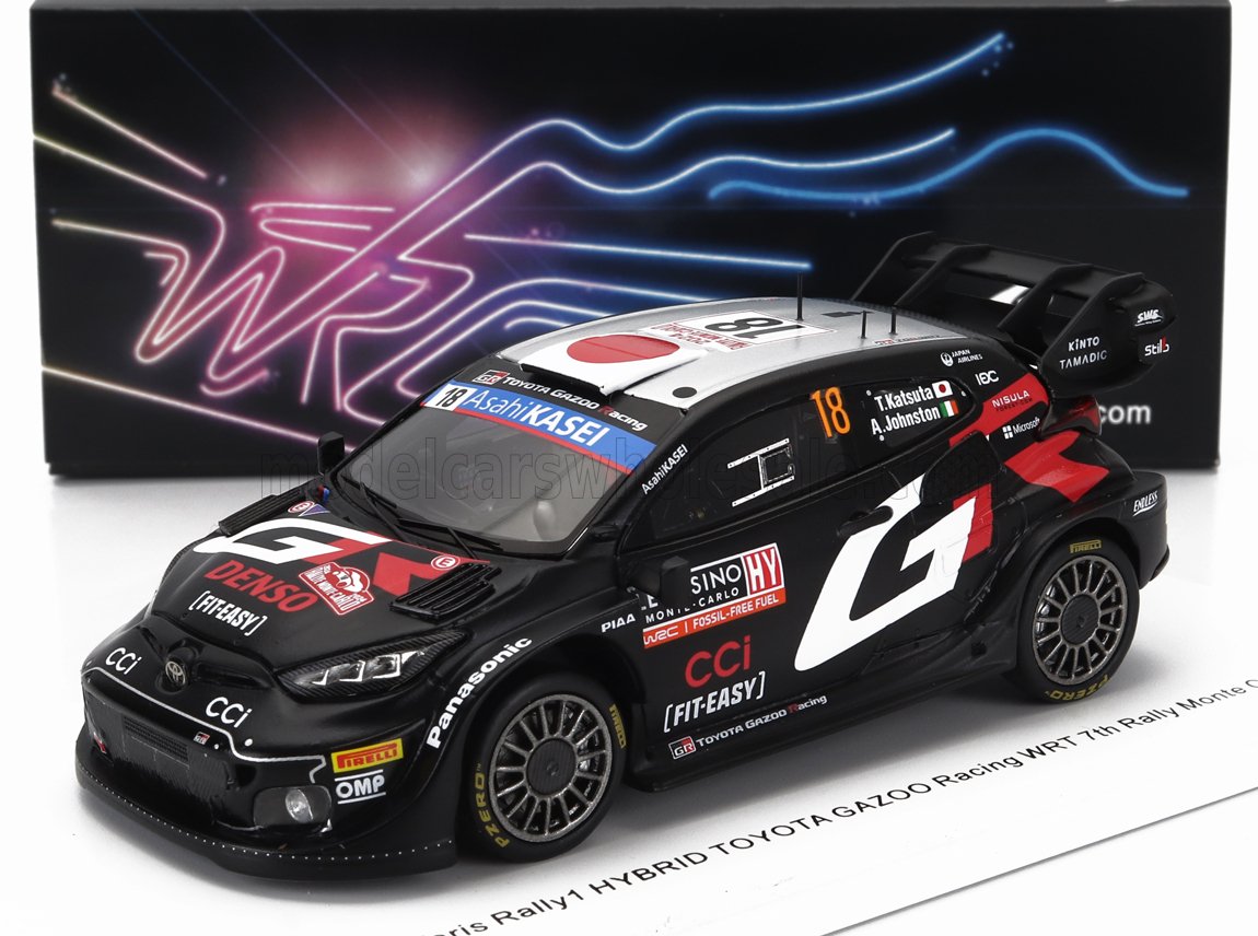 SPARK-MODEL - 1/43 - TOYOTA - YARIS GR RALLY1 HYBRID TEAM TOYOTA GAZOO RACING WRT N 18 7th RALLY MONTECARLO 2024 TAKAMOTO KATSUTA - AARON JOHNSTON - BLACK