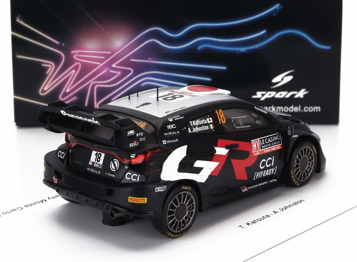 SPARK-MODEL - 1/43 - TOYOTA - YARIS GR RALLY1 HYBRID TEAM TOYOTA GAZOO RACING WRT N 18 7th RALLY MONTECARLO 2024 TAKAMOTO KATSUTA - AARON JOHNSTON - BLACK