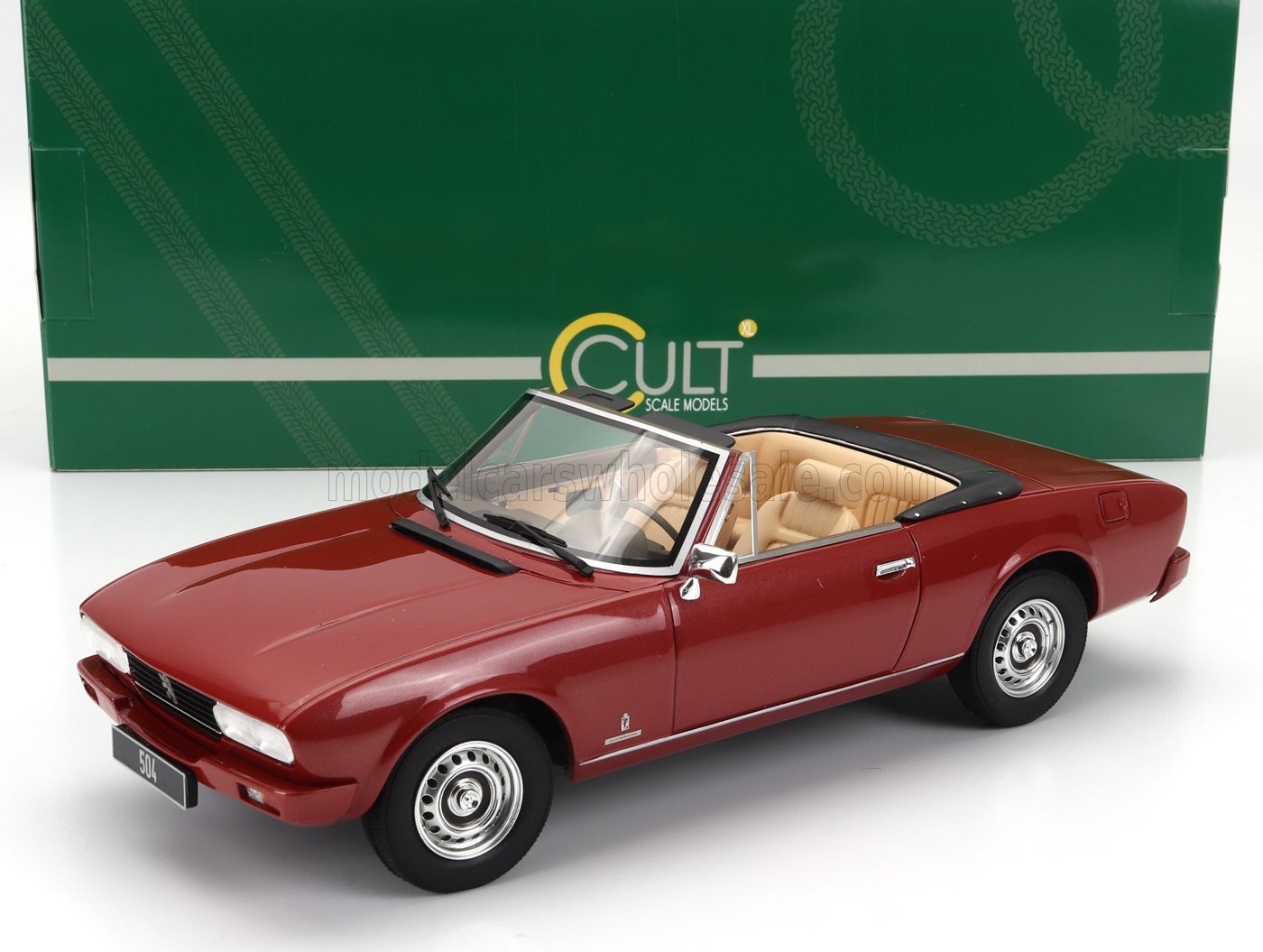 CULT-SCALE MODELS - 1/18 - PEUGEOT - 504 CABRIOLET OPEN 1983 - RED MET