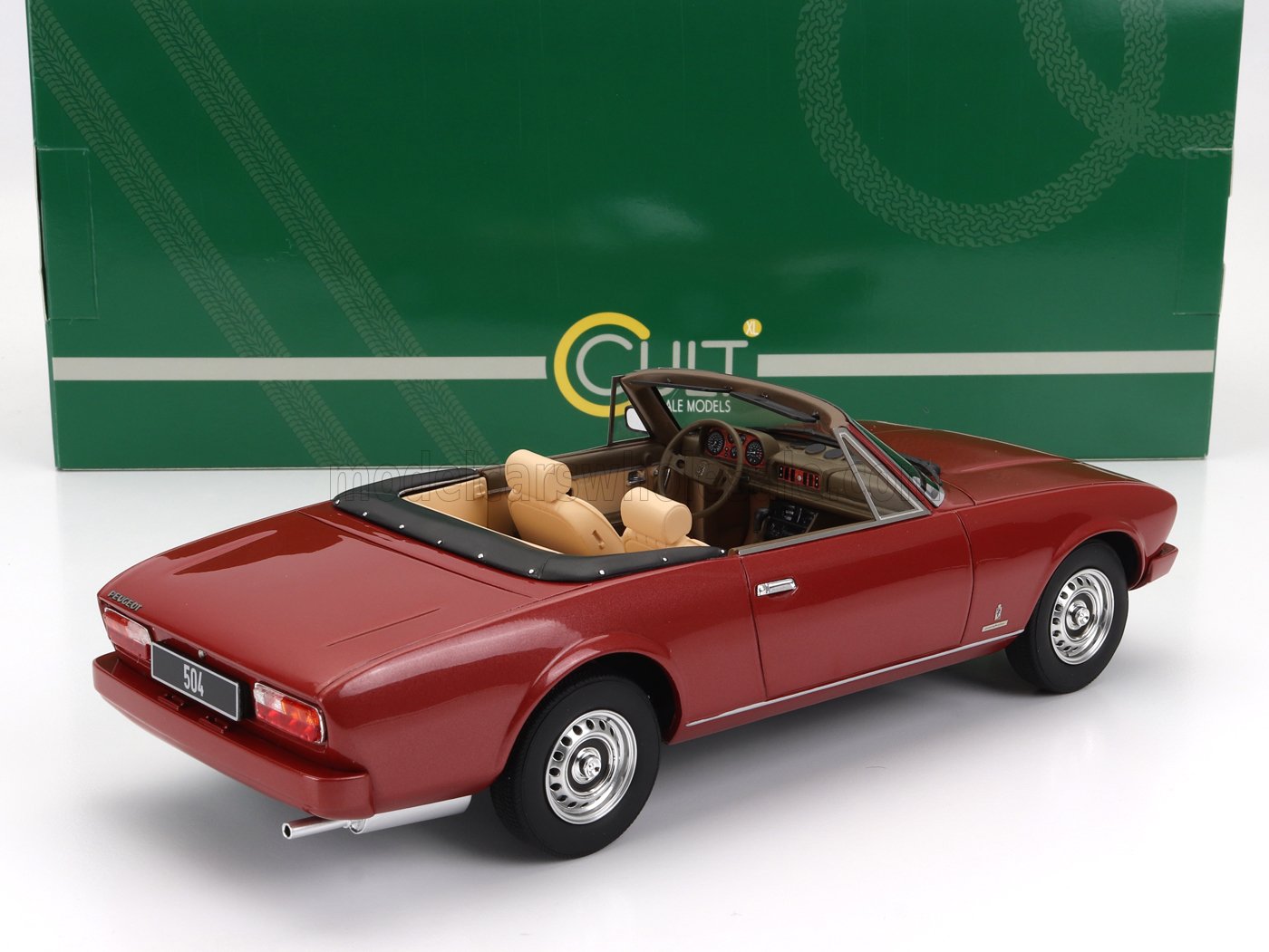 CULT-SCALE MODELS - 1/18 - PEUGEOT - 504 CABRIOLET OPEN 1983 - RED MET