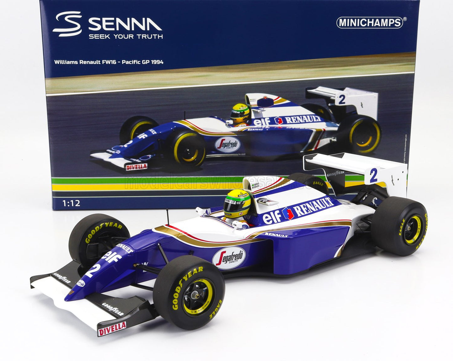 MINICHAMPS - 1/12 - WILLIAMS - F1 RENAULT ELF FW16 N 2 POLE POSITION JAPAN PACIFIC GP 1994 AYRTON SENNA - BLUE WHITE