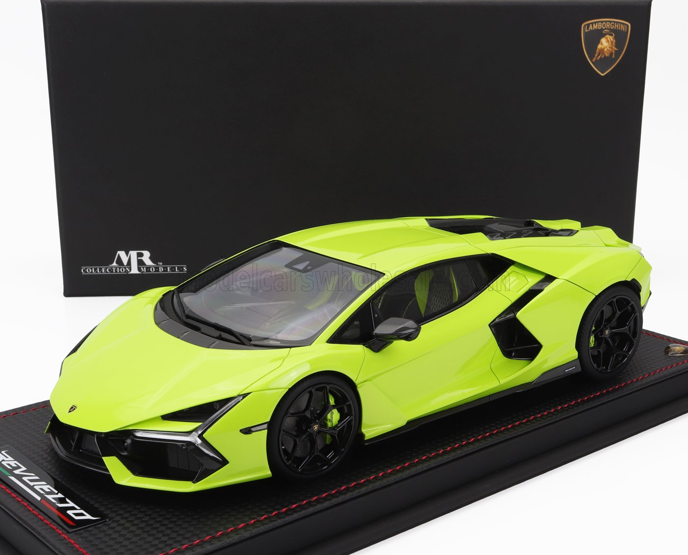 MR-MODELS - 1/18 - LAMBORGHINI - REVUELTO HYBRID 2023 - CON VETRINA  - VERDE SCANDAL - GREEN