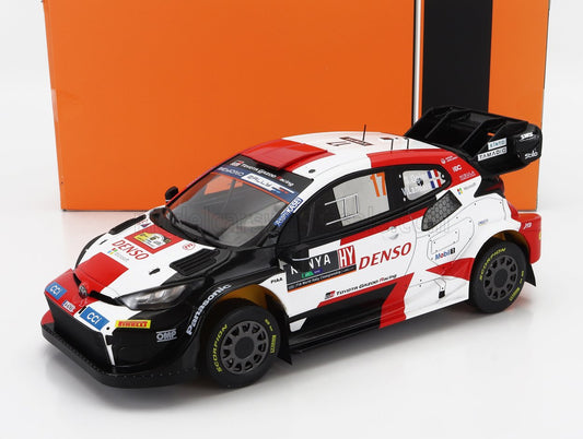 IXO-MODELS - 1/18 - TOYOTA - YARIS GR HYBRID RALLY1 TEAM TOYOTA GAZOO RACING WRT N 17 WINNER RALLY SAFARI 2023 SEBASTIAN OGIER - VINCENT LANDAIS - WHITE RED BLACK