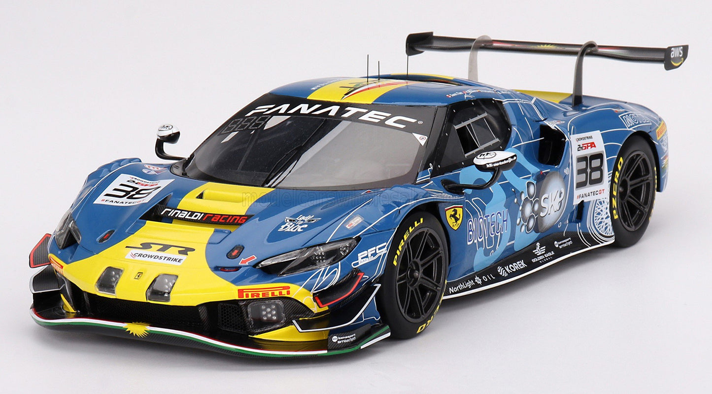 BBR-MODELS - 1/18 - FERRARI - 296 GT3 3.0L TWIN TURBO V6 TEAM ST RACING N 38 24h SPA 2023 JON MILLER - SAMANTHA TAN - ISAAC TUTUMLU - LEONARD WEISS - BLUE YELLOW