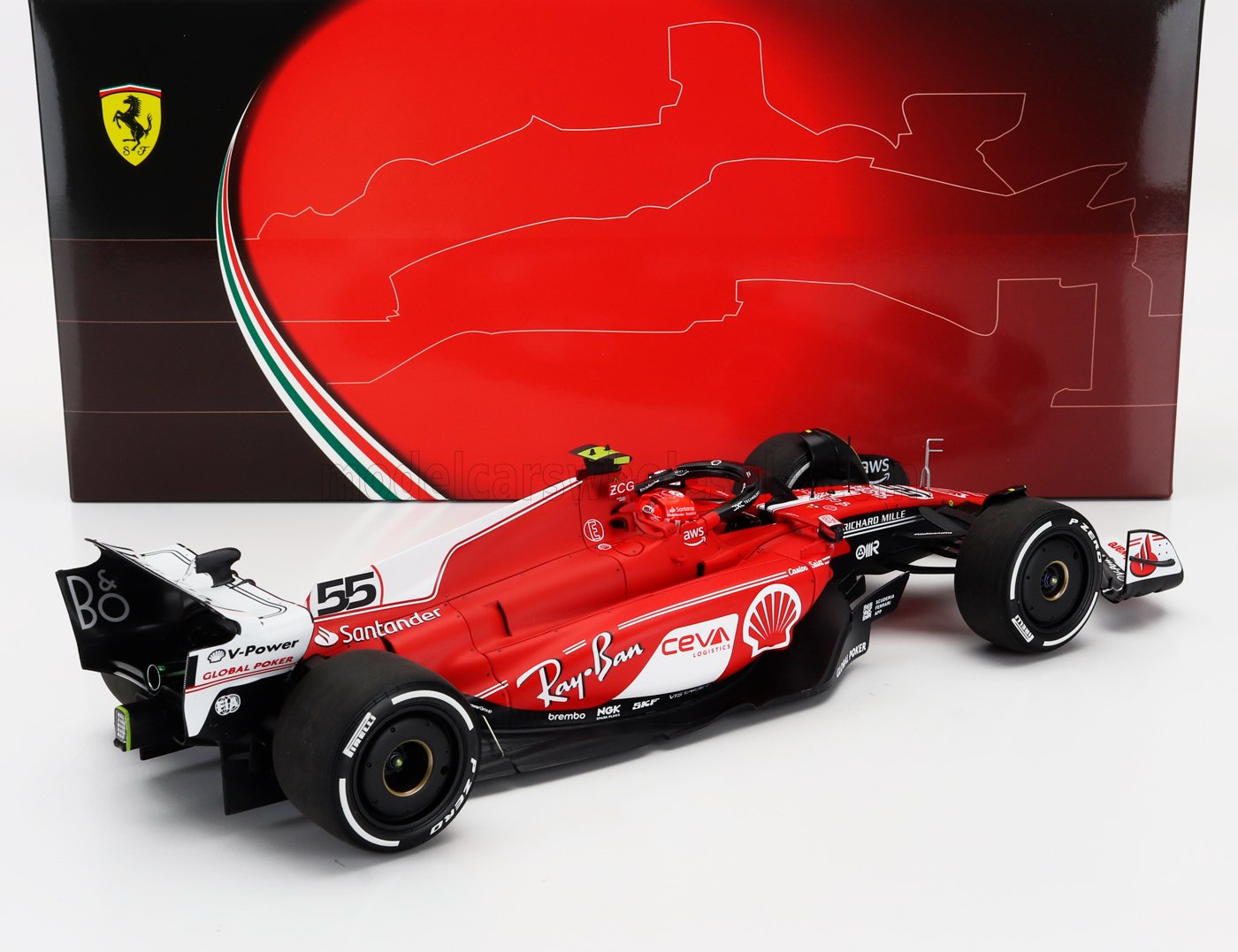 BBR-MODELS - 1/18 - FERRARI - F1 SF-23 TEAM SCUDERIA FERRARI N 55 LAS VEGAS USA GP 2023 CARLOS SAINZ - RED WHITE BLACK