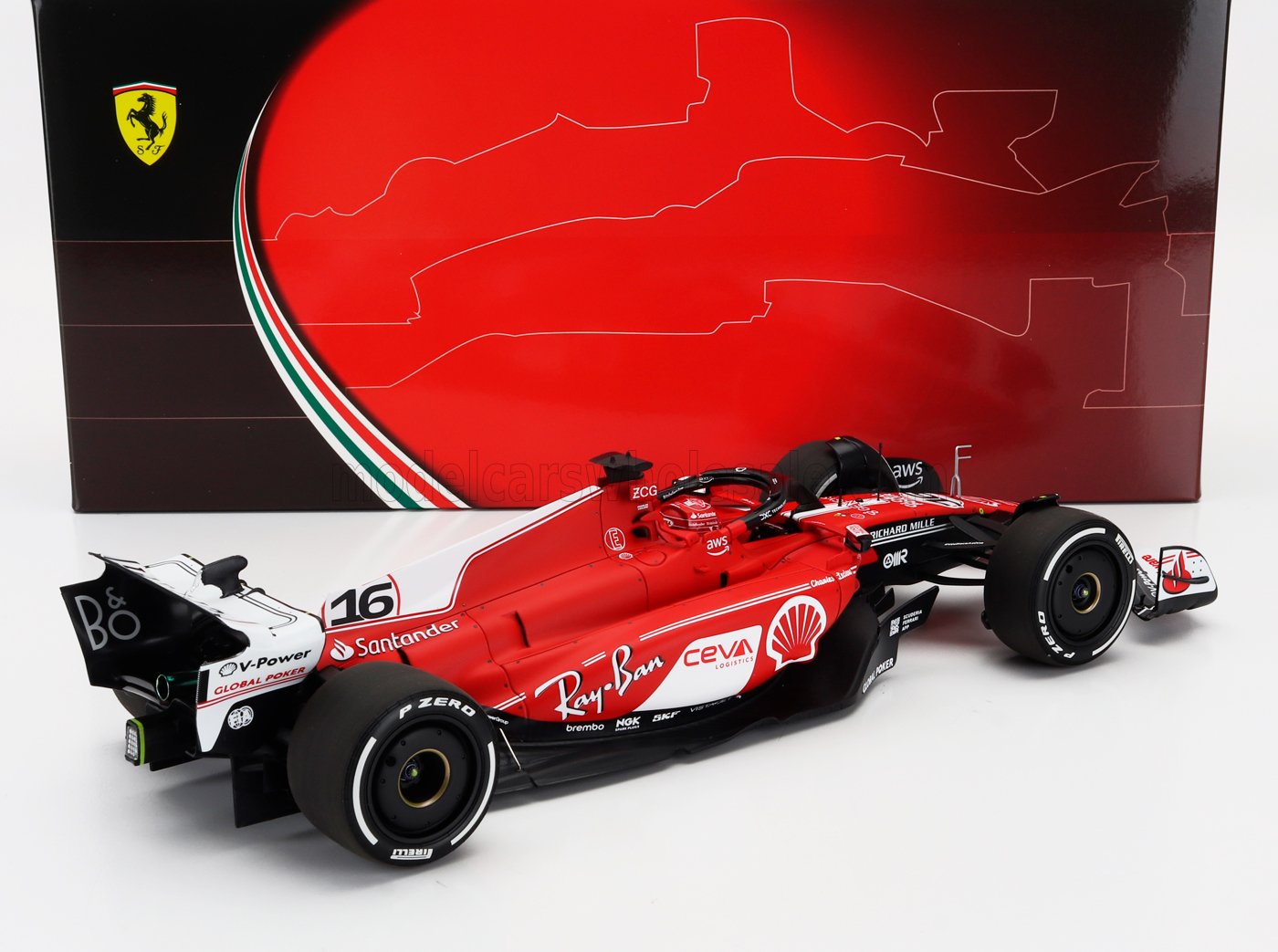 BBR-MODELS - 1/18 - FERRARI - F1 SF-23 TEAM SCUDERIA FERRARI N 16 2nd LAS VEGAS USA GP 2023 CHARLES LECLERC - RED WHITE BLACK