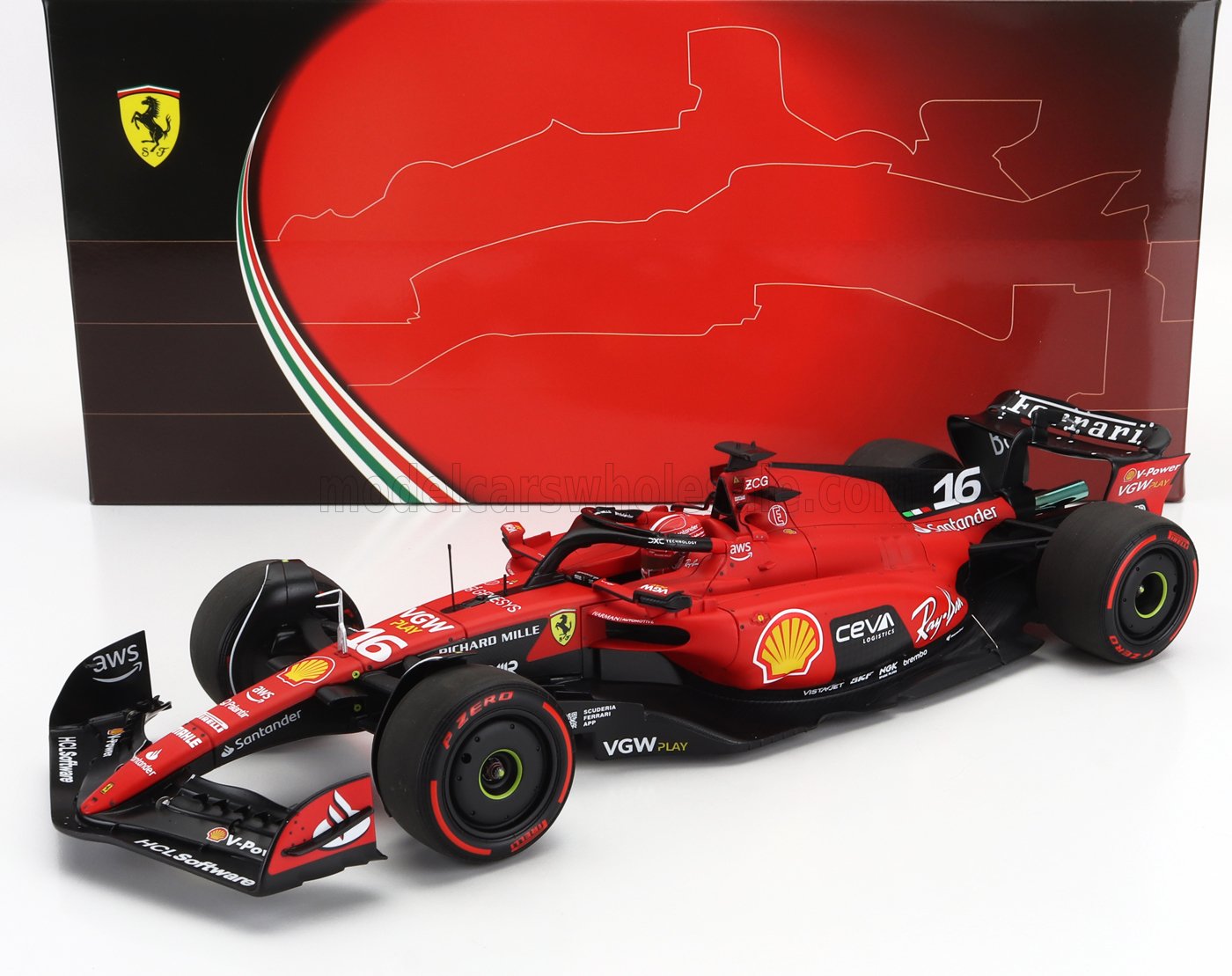 BBR-MODELS - 1/18 - FERRARI - F1 SF-23 TEAM SCUDERIA FERRARI N 16 3rd BELGIUM GP 2023 CHARLES LECLERC - RED BLACK