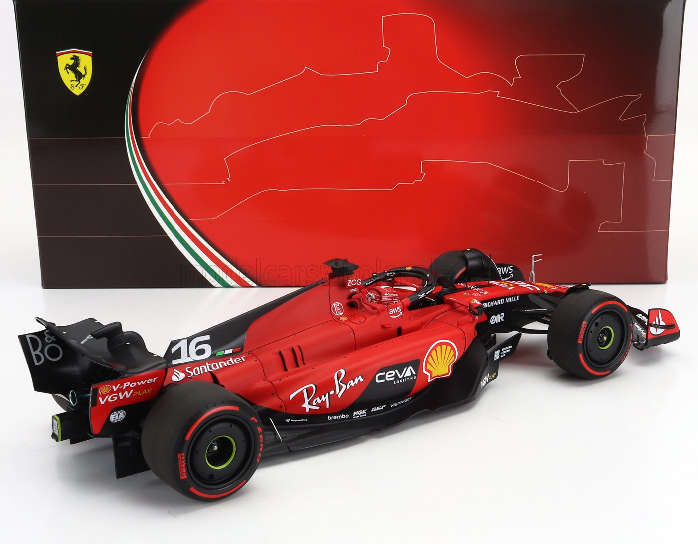 BBR-MODELS - 1/18 - FERRARI - F1 SF-23 TEAM SCUDERIA FERRARI N 16 3rd BELGIUM GP 2023 CHARLES LECLERC - RED BLACK