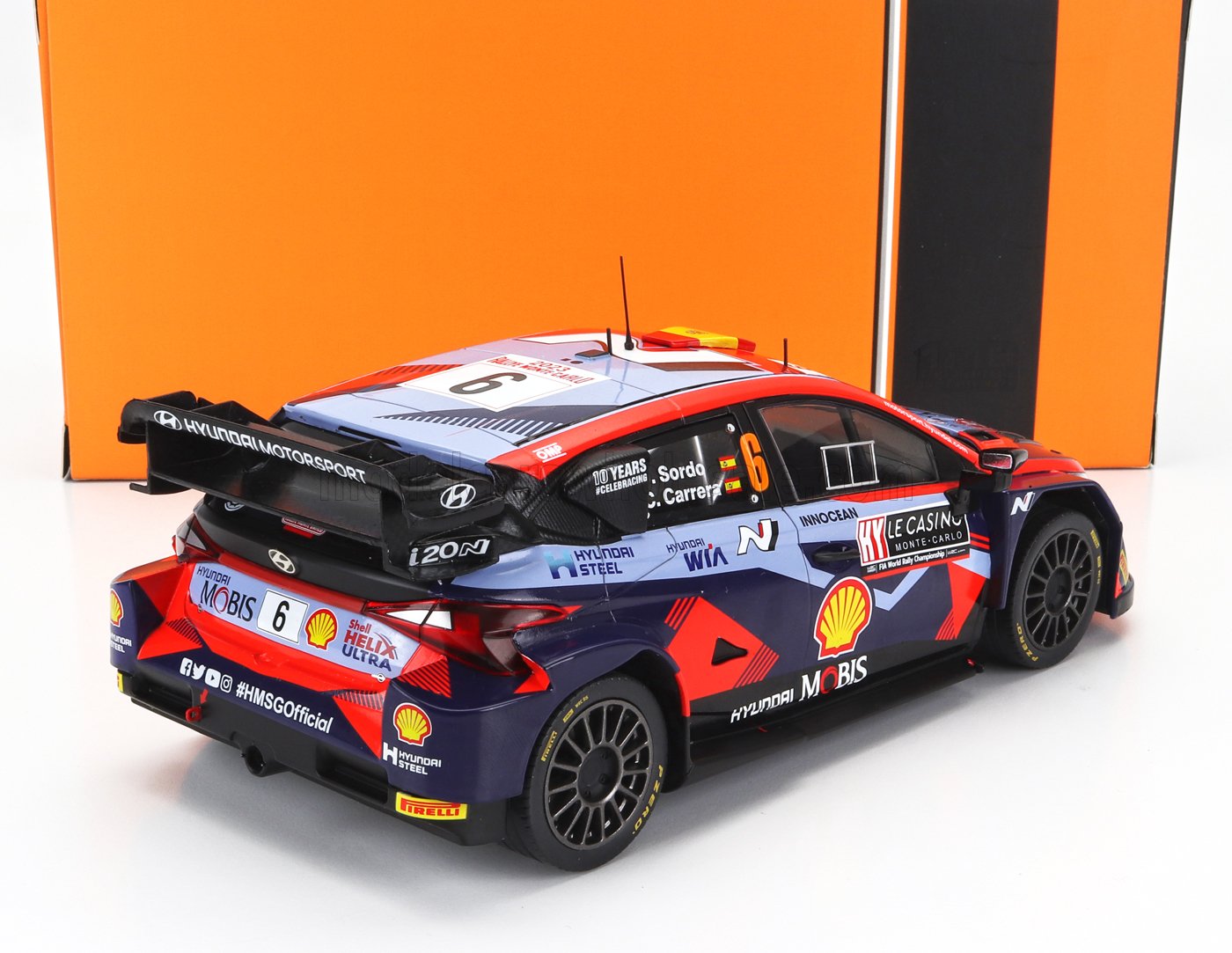 IXO-MODELS - 1/18 - HYUNDAI - i20 N RALLY1 TEAM SHELL MOBIS WRT N 6 7th RALLY MONTECARLO 2023 DANI SORDO - CANDIDO CARRERA - 2 TONE BLUE RED