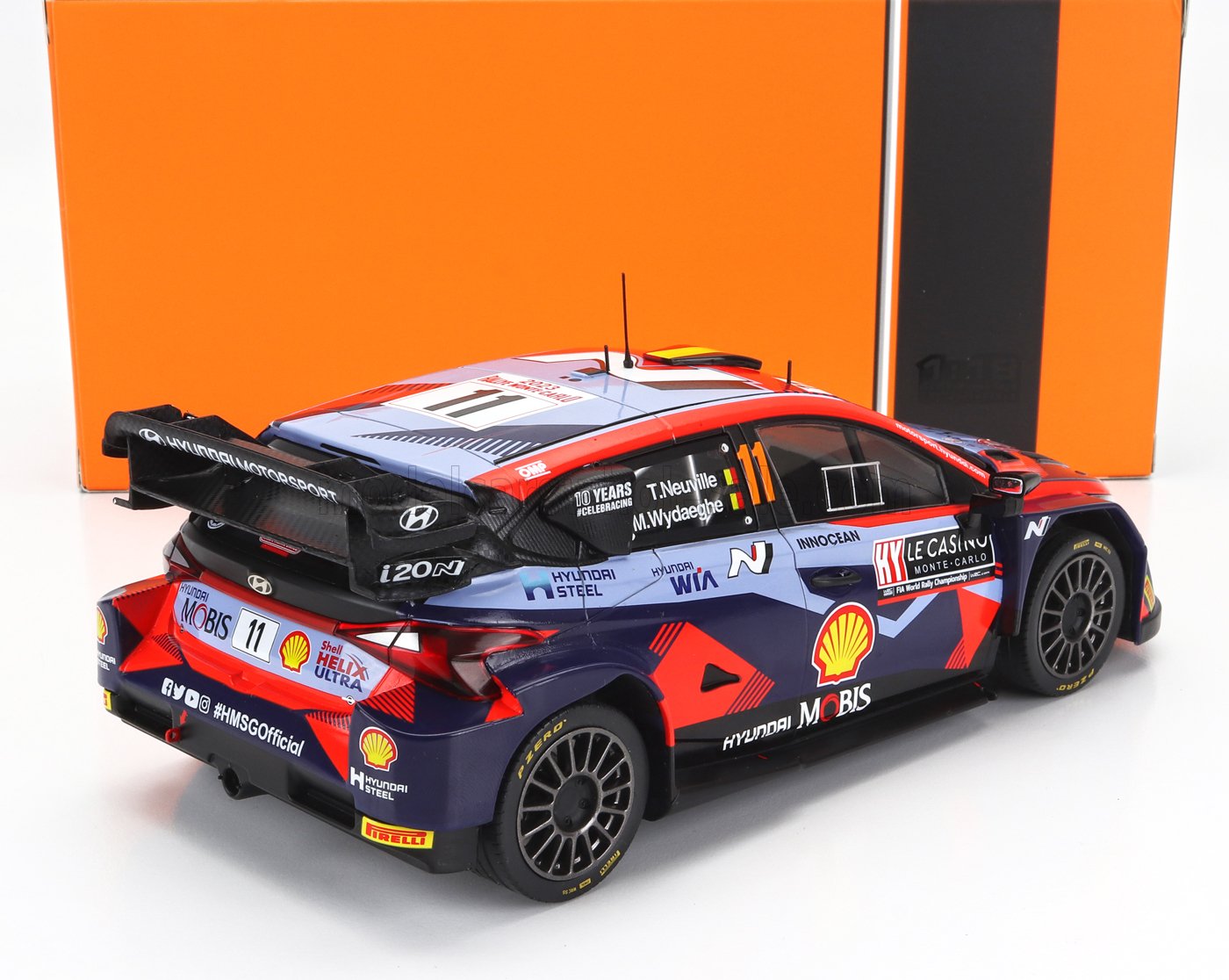 IXO-MODELS - 1/18 - HYUNDAI - i20 N RALLY1 TEAM SHELL MOBIS WRT N 11 3rd RALLY MONTECARLO 2023 THIERRY NEUVILLE - MARTIJN WYDAEGHE - 2 TONE BLUE RED