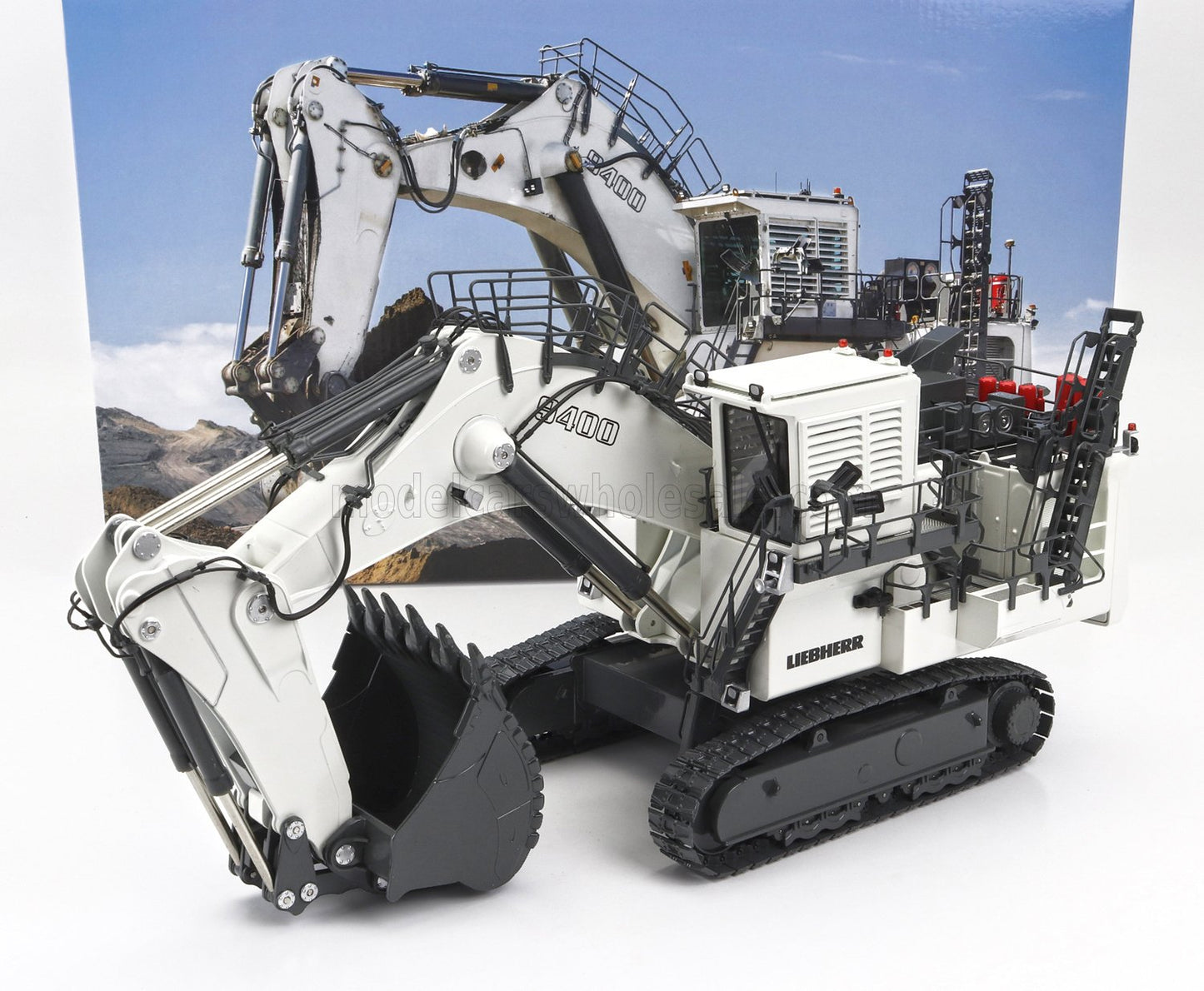 NZG - 1/50 - LIEBHERR - R9400 ESCAVATORE CINGOLATO CAVA MINERARIA - MINING EXCAVATOR - WHITE BLACK